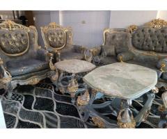 طقم كنب مع طاولات رخام للبيع